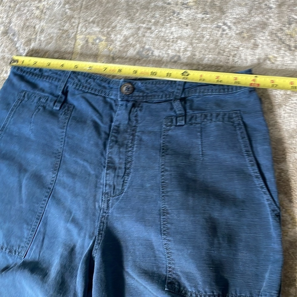 Anthropologie Audra Linen Blend Cropped Utility Pants in Blue Size 30 - Picture 5 of 8